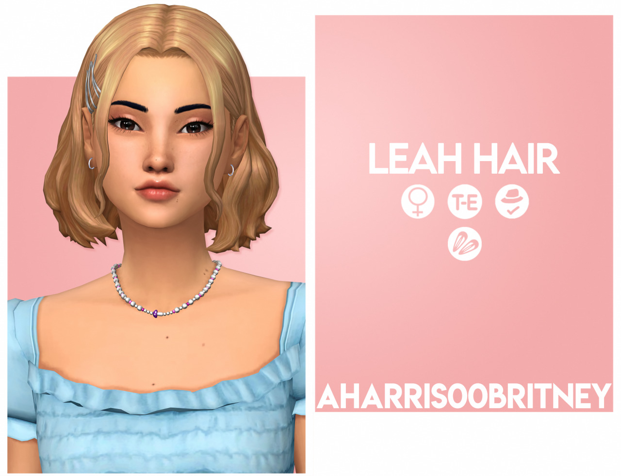 Leah HairBGCHat Compatible24 EA ColorsCustom ThumbnailsTwo…