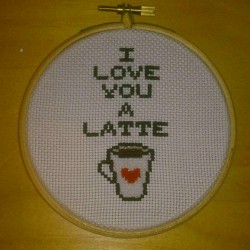 crossstitchinginstarbucks:  Girlfriend (and coffee) inspired cross stitch 