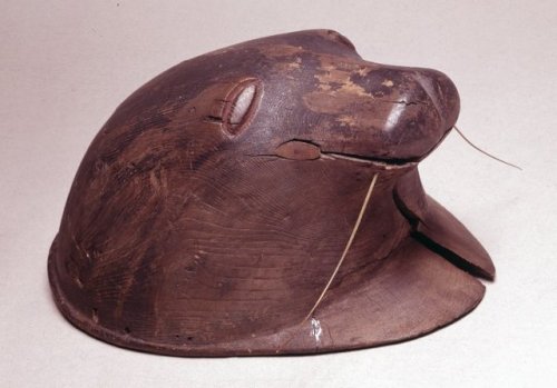Seal decoy helmetCarved of wood by Eskimo-Aleut or Chugach peoples, South Alaska, and collected by C