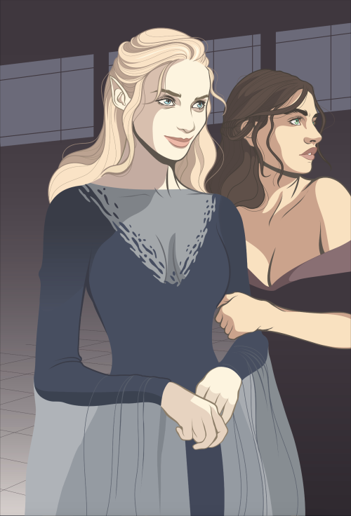 Aelin and Lysandra, probably plotting against Lord Darrow or some other pain-in-the-ass courtier. 