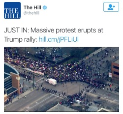 krxs10:  !!!This is a very important moment that deserves to be commended!!!  Donald Trump’s Chicago rally Friday night was canceled as large crowds of about 1000 Black Lives Matter and Anti-Trump protesters amassed inside and outside the arena, leading