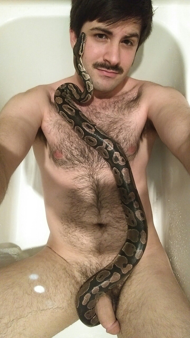 thepicketysatyr:  Taking a bath with my pet Shiva. He likes to sit on my torso and