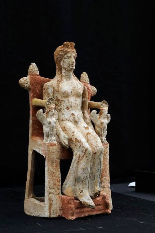 mini-girlz:Clay statuette of a seated goddess Archaeological museum of Thiva,Greece