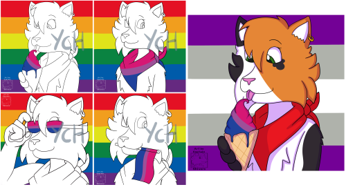 shivers-sketches:Pride YCHs OPEN!- Any species and pride flags- £10 each- Will be finished in 