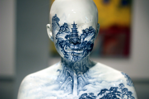 softlydrowning:Porcelain bust by Ah Xian.