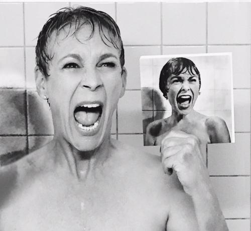 wrath-the-furious: sixpenceee: Jamie Lee Curtis recreates the iconic “Psycho” shower sce