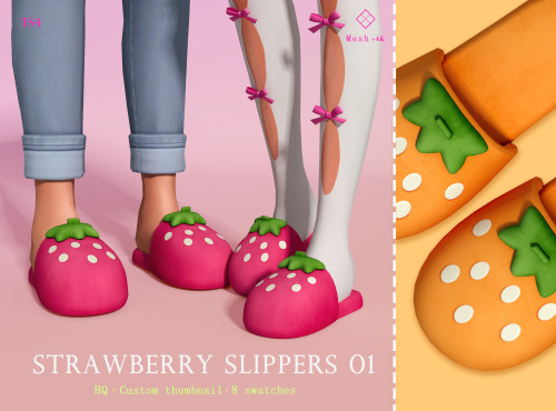 [Jius] Strawberry Slippers 01 ( Female &amp; Male ) 8 swatches4k+ PolygonsHQ✔️ Custom thumbnail✔