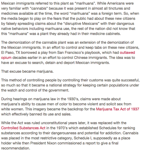 gayavocado:  Oh yeah, weed became illegal because America’s fucking racist.