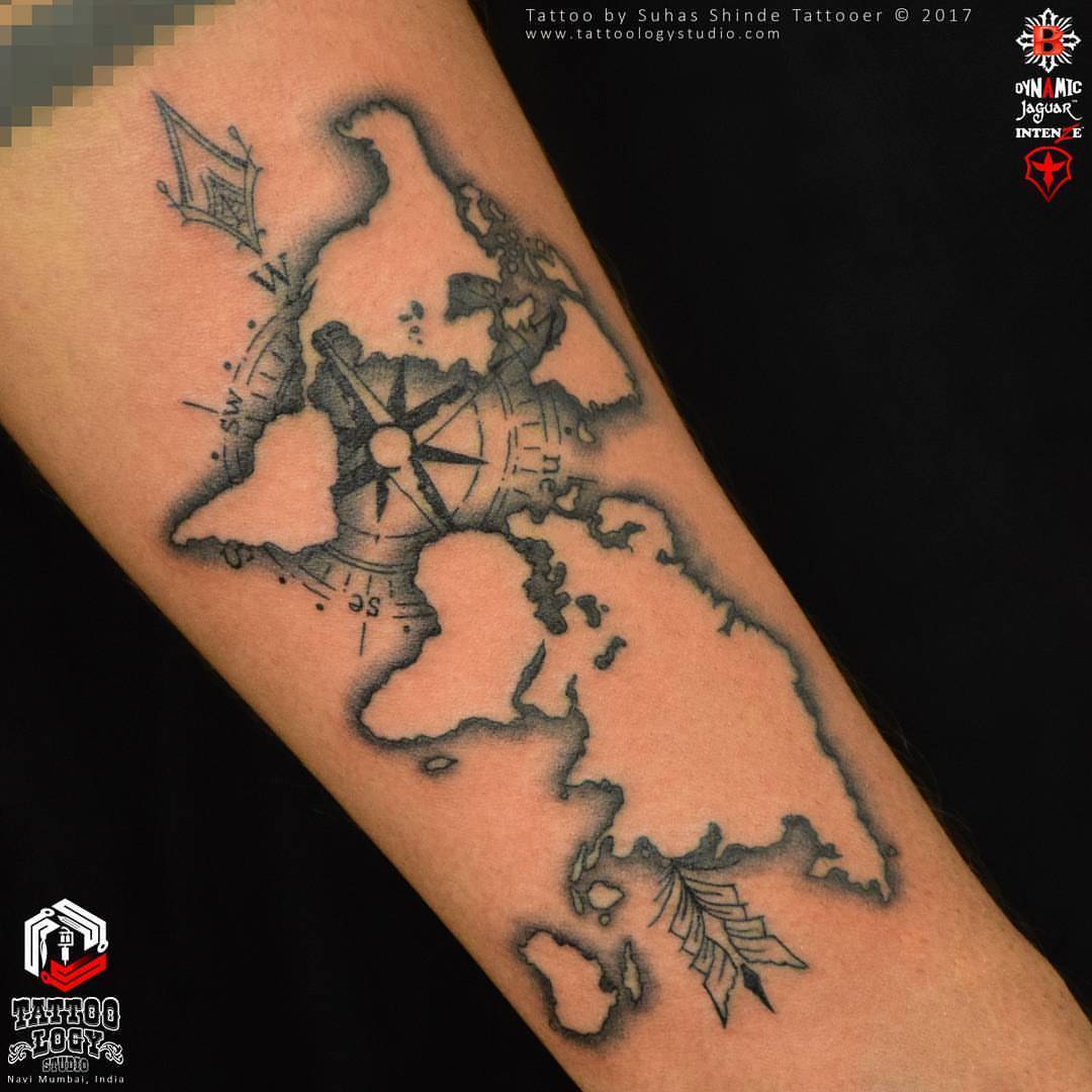 Kohinoor Tattoo - 3D compass,rope and world map tattoo.. Tattoo by neeru  @kohinoor_tattoo  #compass#3dtattoo#ropetattoo#hand#instalover#worldmaptattoo#onhandtattoo#tat# tattoo#tattoos#ink#inked#blackblackgreygrey#ink#black#blackgre#tattooartist#neeru  ...