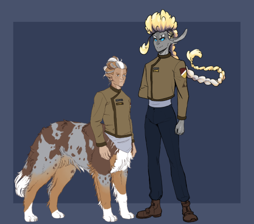 namelessokamiart:siegeofthecrystalcity:Biffen McIver and Velum.The main characters in our story. Bot