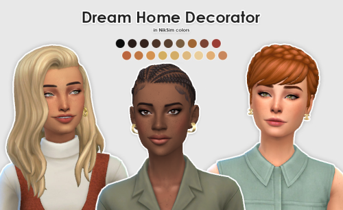 Dream Home Decorator in NikSim colorsHey, here’s the latest game pack hairs in @lost-my-plumbbob-in-