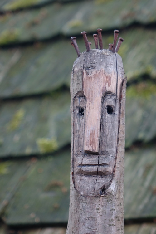 Viking totemic figureheads at the Yorkshire Museum of Farming, York. Photo Set 3