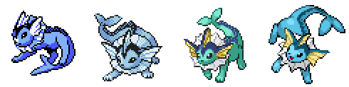 teddiusra:Vaporeon official sprites ↳ 1996 - 2014 (x)