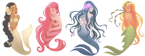 goddess-river:I made 4 transparent mermaids. Which one do you identify with the most? (Earth, Fire, 