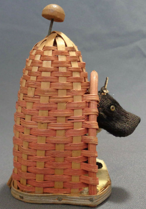 Antique Vintage Mechanical Toy Scottie Dog in Basket Made in Japan ebay trinketsandtreasures