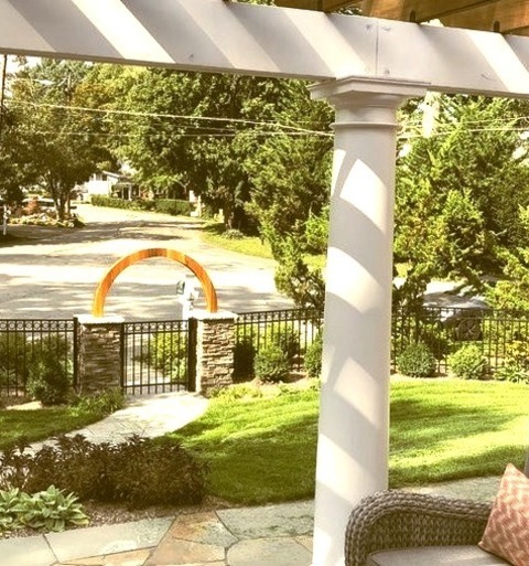 Pergola PatioArts And Crafts Front Yard Stone Patio Photo With A Pergola