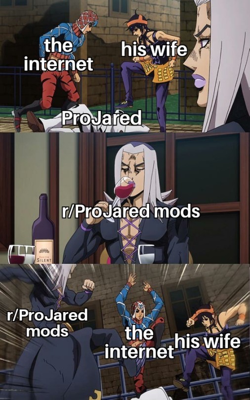 beastsallovertheshop: beastsallovertheshop:  the mods on the ProJared subreddit demodded him so he can’t delete anything holy shit  