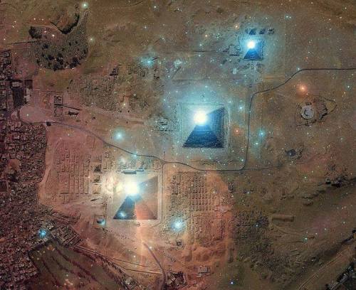 pan-afrikan-education:  Topographical view: Orions belt aligned with the Giza pyramids of KMT/Egypt.