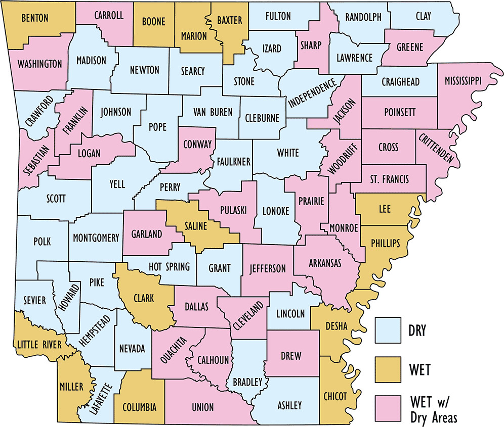 Dry and wet counties in Arkansas - Maps on the Web