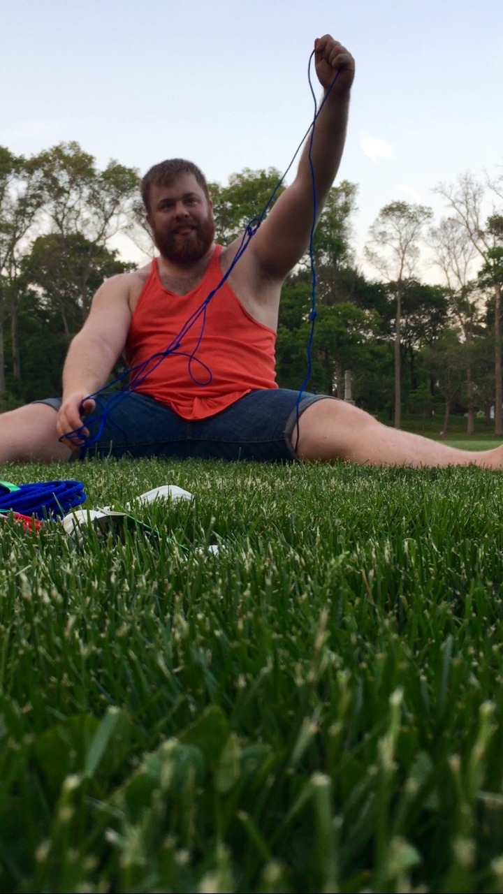 marbledbeef:  Practicing my knots for Master and playing around in the park at sundown