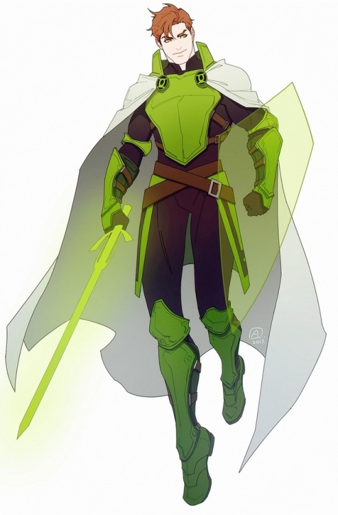 k-axani: Emerald Knight Hal. Au, designed by myself. Only that sword is from kingdom come. A big gl 