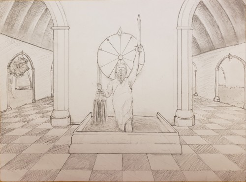 Another OC Thing For An Art Class Assignment Lol. Ceartas Church/temple Thing With A Statue Of Inhame