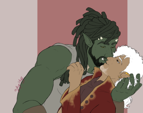 Almost missed oc kiss week! But I couldn&rsquo;t let it go without drawing my orc OC Thurak lovin&rs
