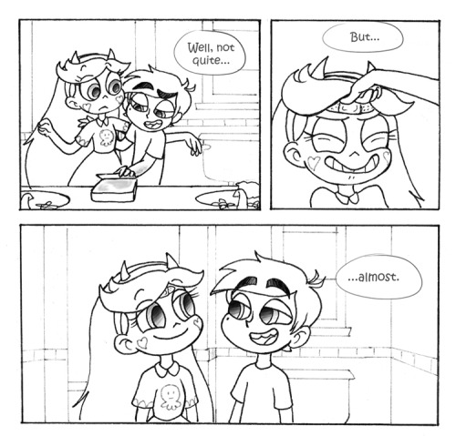 kotilokiki:  One of the suggestions I got was “star feeling bad that she puts Marco in danger with all the monsters and whatnot <3 with a little bit of starco” from mariusgrim. And here ya go~ Sketching this was a lot of fun. The dialogue is terrible