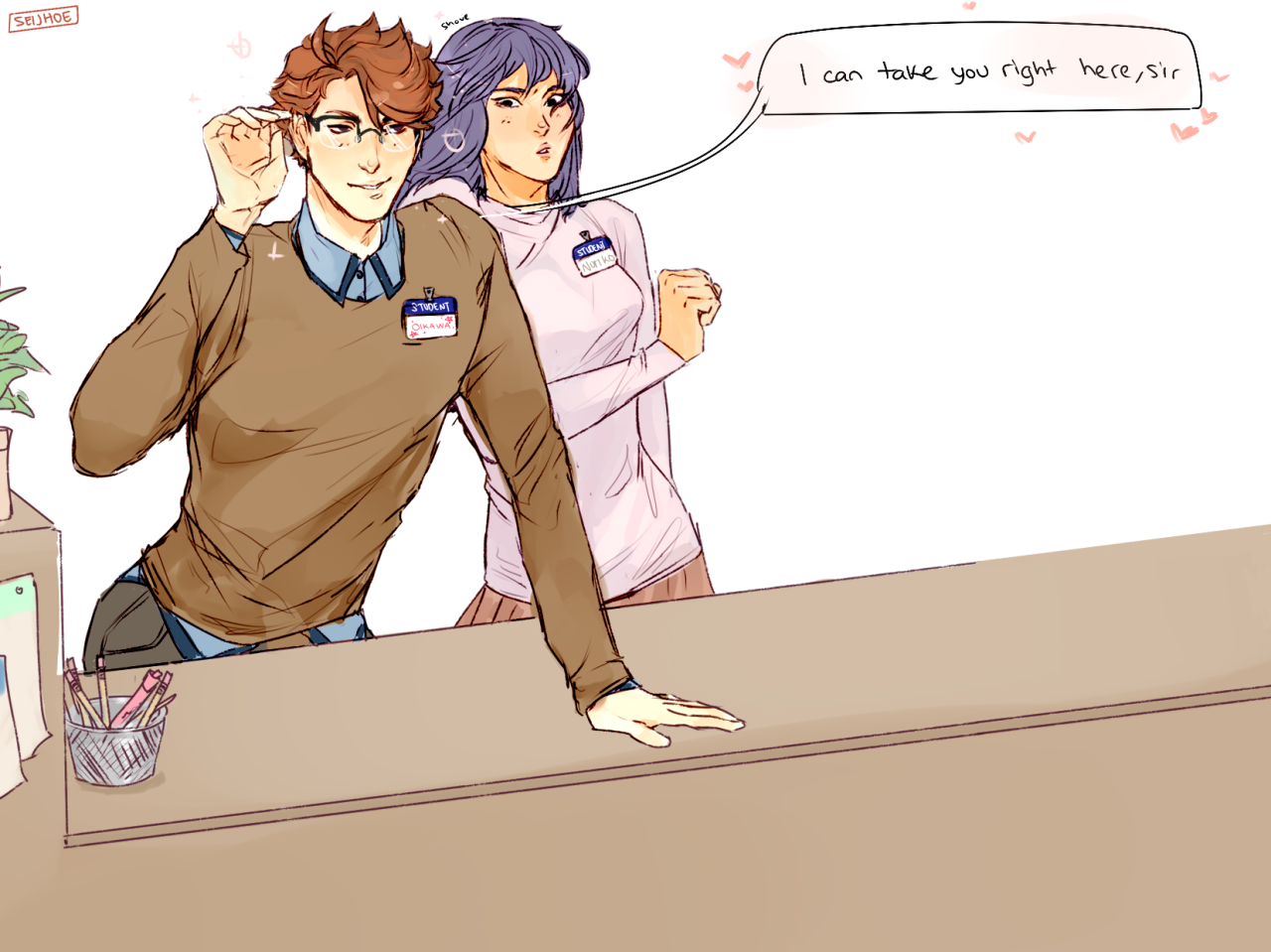 seijhoe:  @iwaoiheadcanons library au was so cute i had to doodle something inspired
