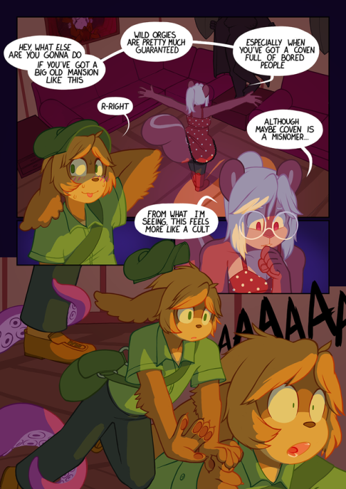 nsfwings: Valerie & the Covenborough Cult, pages 19 - 21 Hi, it’s been a while. Anyways, here’s some pages. Yes, they’re still being made, it’s probably the only thing I’ve had any energy for. It’s currently on page 36, so guess I make