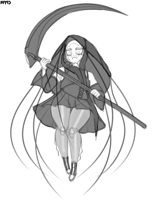 marthedog:A quick doodle of no name death girl. Design not final.