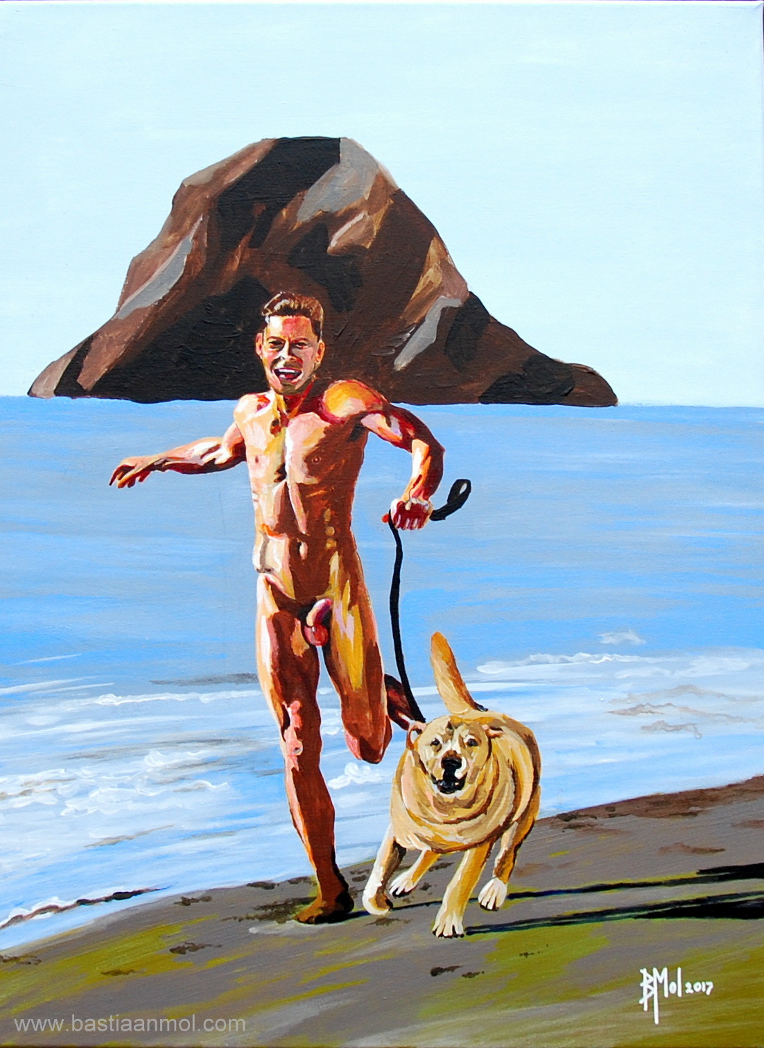 marklikesblue:  bastiaan-mol: Title: Running Boy with dog , by artist Bastiaan Mol,