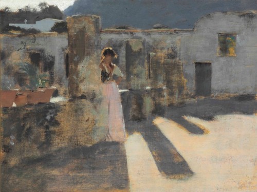 peaceinthestorm: John Singer Sargent (1856–1925, American) ~ Capri Girl on a Rooftop, 1878