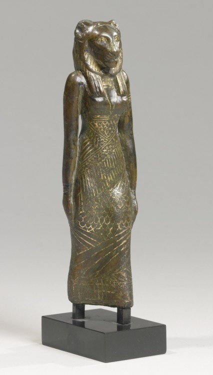 Ancient Egyptian figurine of a lion headed goddess, 21st-22nd Dynasty, 1075-716 B.C.