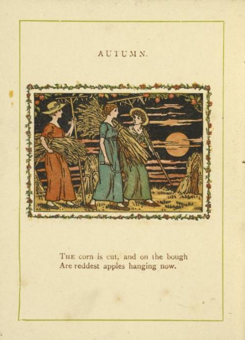 humanoidhistory:Happy Autumn! Illustration from Almanack for 1890 by Kate Greenaway, an Englishchild