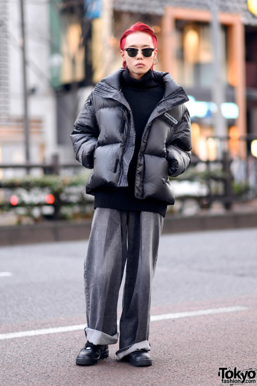 S,you - designer of the Japanese fashion brand The Symbolic Tokyo - on the street in Harajuku wearin