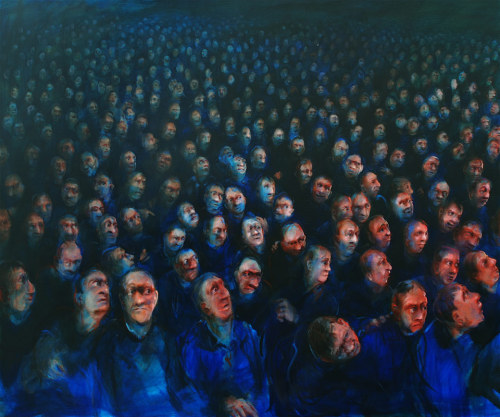 red-lipstick:  Nicola Bealing (b. 1963, Hertford, UK) - Audience Distracted     Paintings: Oil on Linen 