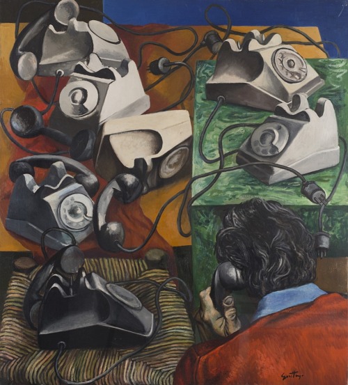 thunderstruck9:Renato Guttuso (Italian, 1911-1987), Telefoni o L'incomunicabilità [Telephones or Lack of Communication], 1980. Oil on canvas, 100 x 90 cm.