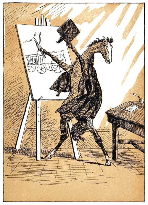 Free-hoof drawing.Illustration by Edwin Ellis for The Greymare Romance (1891).