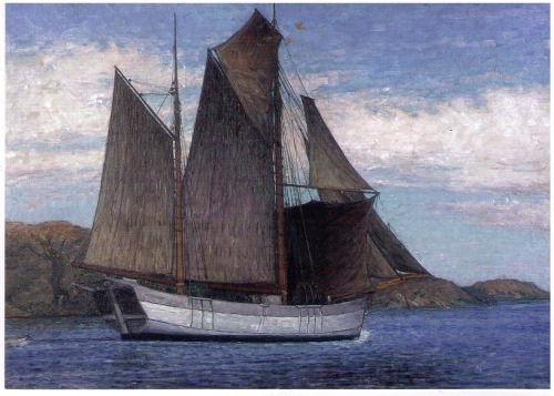 Galeas on coastal shipping   -    Karl Fredrik Nordström ,  1902Swedish,  1855-1923 Oil on canvas