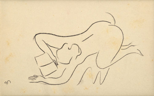 youcannottakeitwithyou:Mikuláš Galanda (Slovak, 1895-1938). Reading nude, ca. 1935.