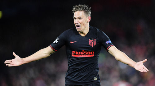 Marcos Llorente of Atletico Madrid celebrates after scoring his team&rsquo;s second goal during the 