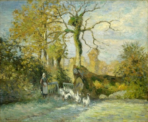 The Goose Girl at Montfoucault (White Frost), Camille Pissarro, 1875-76
