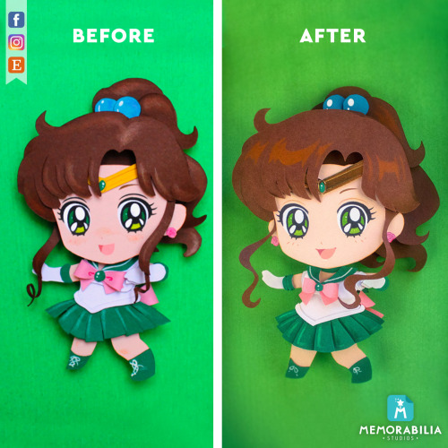 Practice makes perfect! Our latest Paper cut Sailor Jupiter compared to her first version, created s