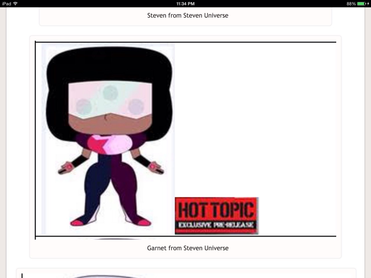 Here’s a screenshot of Funko Pop Garnet doll that is coming soon. I thought you