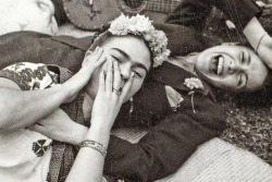 cocomingox:    “Nothing is worth more than laughter. It is strength to laugh and to abandon oneself, to be light. Tragedy is the most ridiculous thing.” – Frida Kahlo[Photograph of Frida Kahlo and Chavela Vargas]