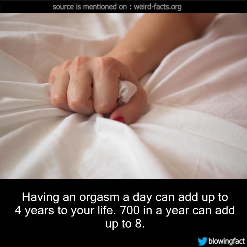 mindblowingfactz:  Having an orgasm a day can add up to 4 years to your life. 700