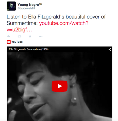 lightskintgawd:actjustly:Day 4 of #BlackHistoryYouDidntLearnInSchool - Ella FitzgeraldMy twitterElla Fitzgerald - Summertime (1968)LOVE Ella Fitzgerald