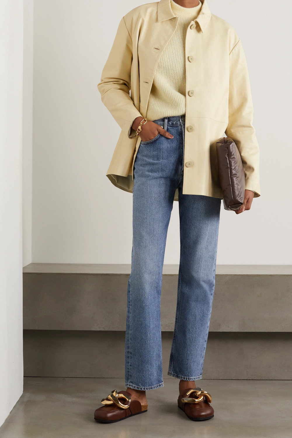 Minimalist Style - Holzweiler Yellow Leather Jacket