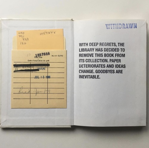 thinkingimages:Goodbyes are inevitable | discarded library book acquired from Michael Dumontier @sto